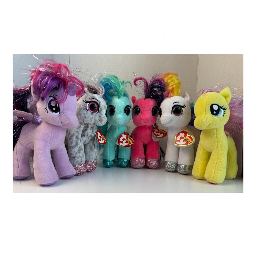 Ty Beanie Boos, My Little Pony Plush Lot 6 Kids Toys Set Unicorn Pegasus Rainbow